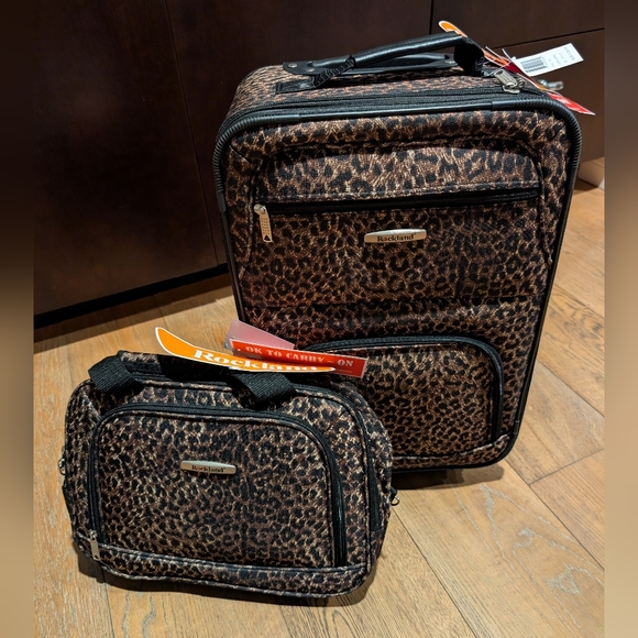 2-Piece Rockland Fashion Softside Upright Luggage Set, Leopard Print